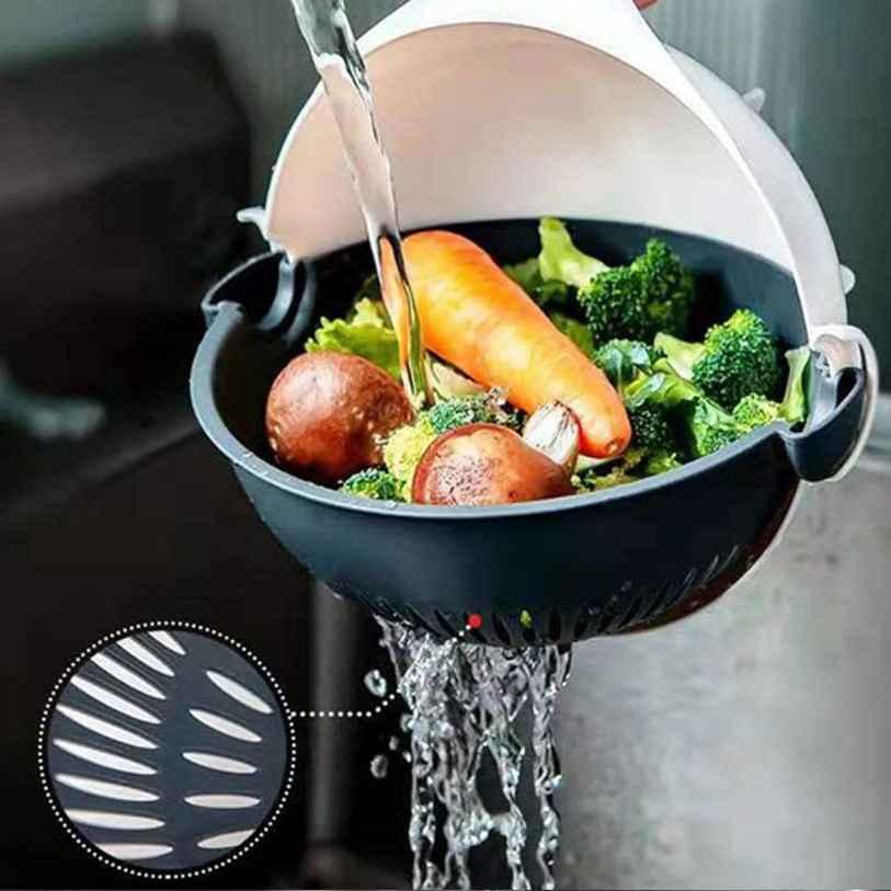 Vegetable Cutter - 7 in 1 Multifunction Magic Rotate Vegetable Cutter with Drain Basket (Large Capacity)