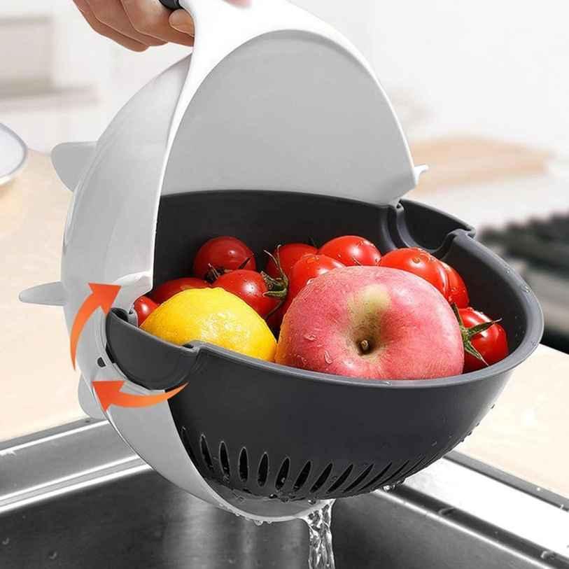 Vegetable Cutter - 7 in 1 Multifunction Magic Rotate Vegetable Cutter with Drain Basket (Large Capacity)